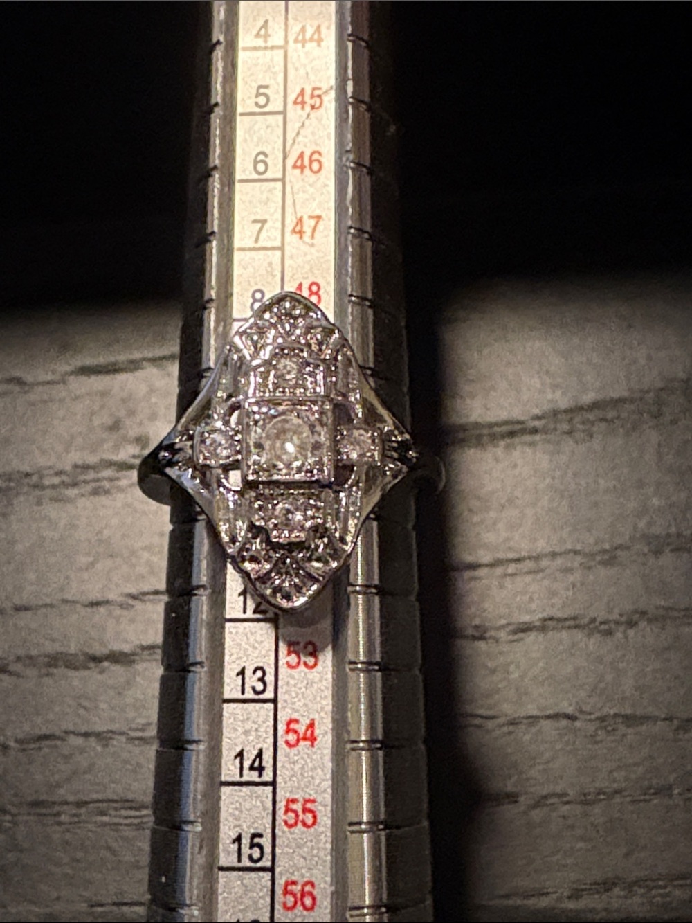 Vintage-Inspired Silver and White CZ Marquise Ring J34
